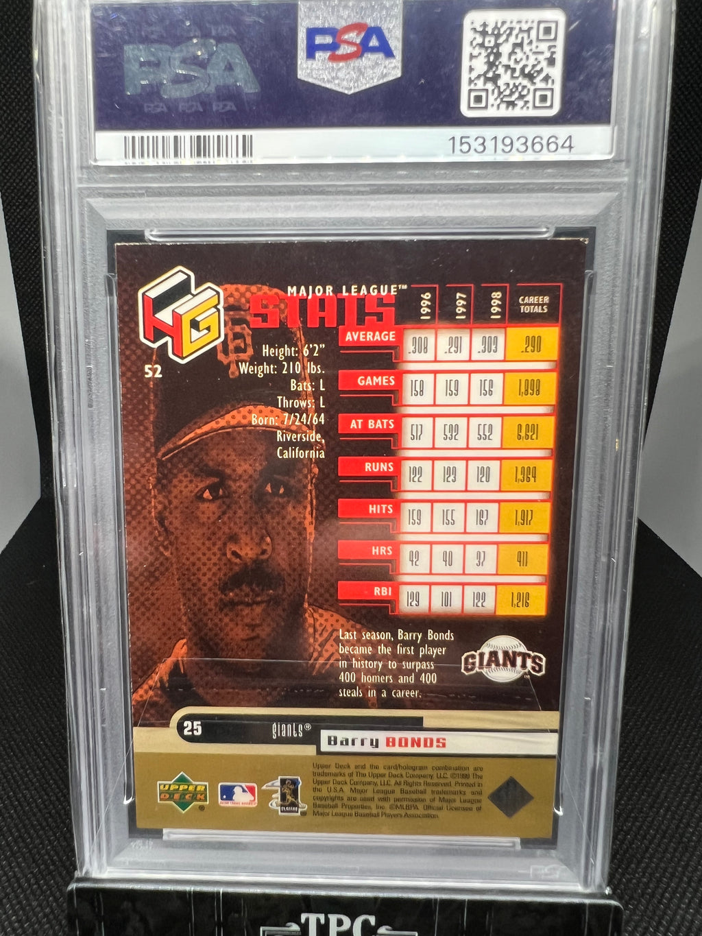 1999 Upper Deck HOLOGrFX Barry Bonds AuSOME #52 PSA 5