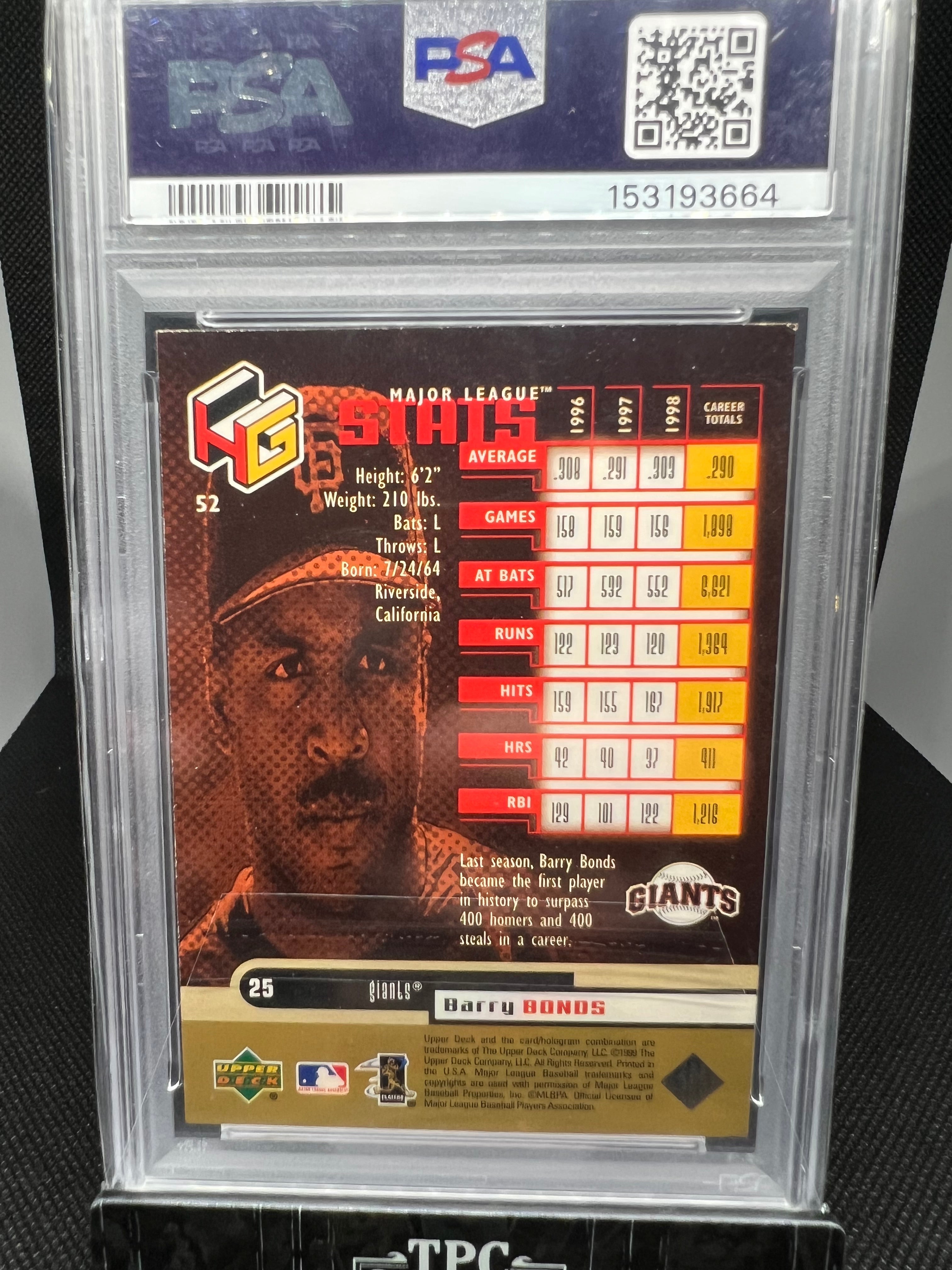 1999 Upper Deck HOLOGrFX Barry Bonds AuSOME #52 PSA 5