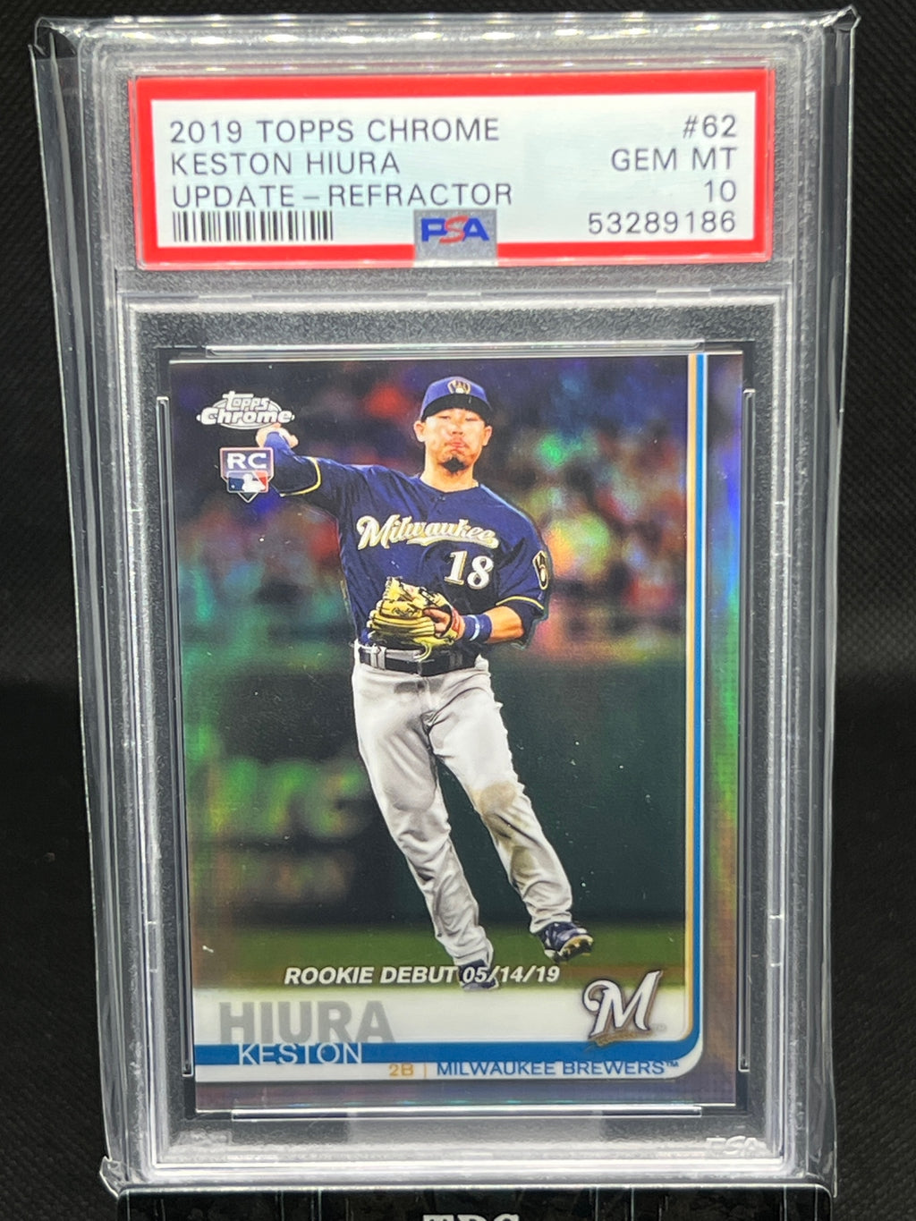 2019 Topps Chrome Update #62 Keston Hiura Update-Refractor PSA 10 #/50