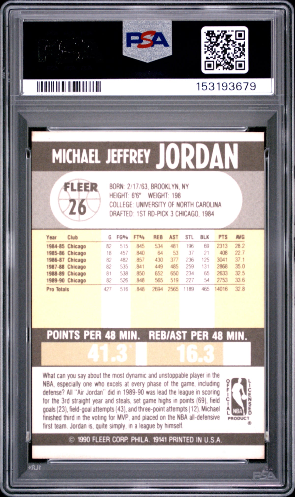 1990 Fleer #26 Michael Jordan PSA 8