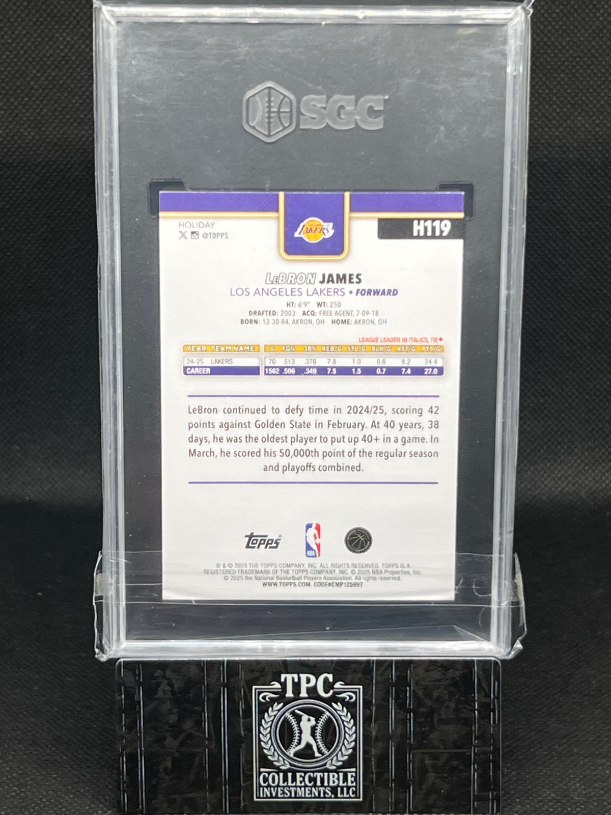 2025-26 Topps Holiday #H119 LeBron James SGC 10