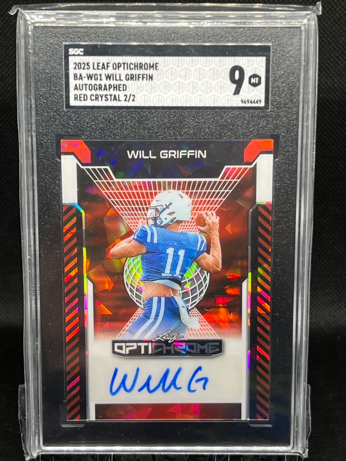 2025 Leaf Optichrome #BA-WG1 Will Griffin Base Autographs SGC 9 #/2