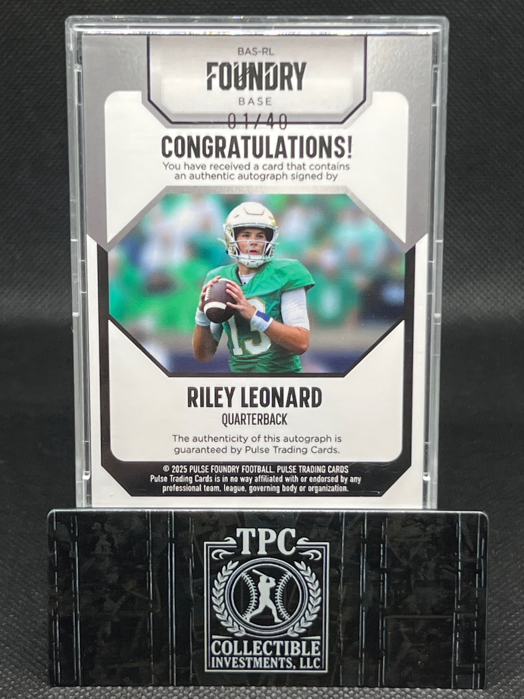 2025 Score #BAS-RL Riley Leonard 2025 Pulse Riley Leonard Auto /40 #/40