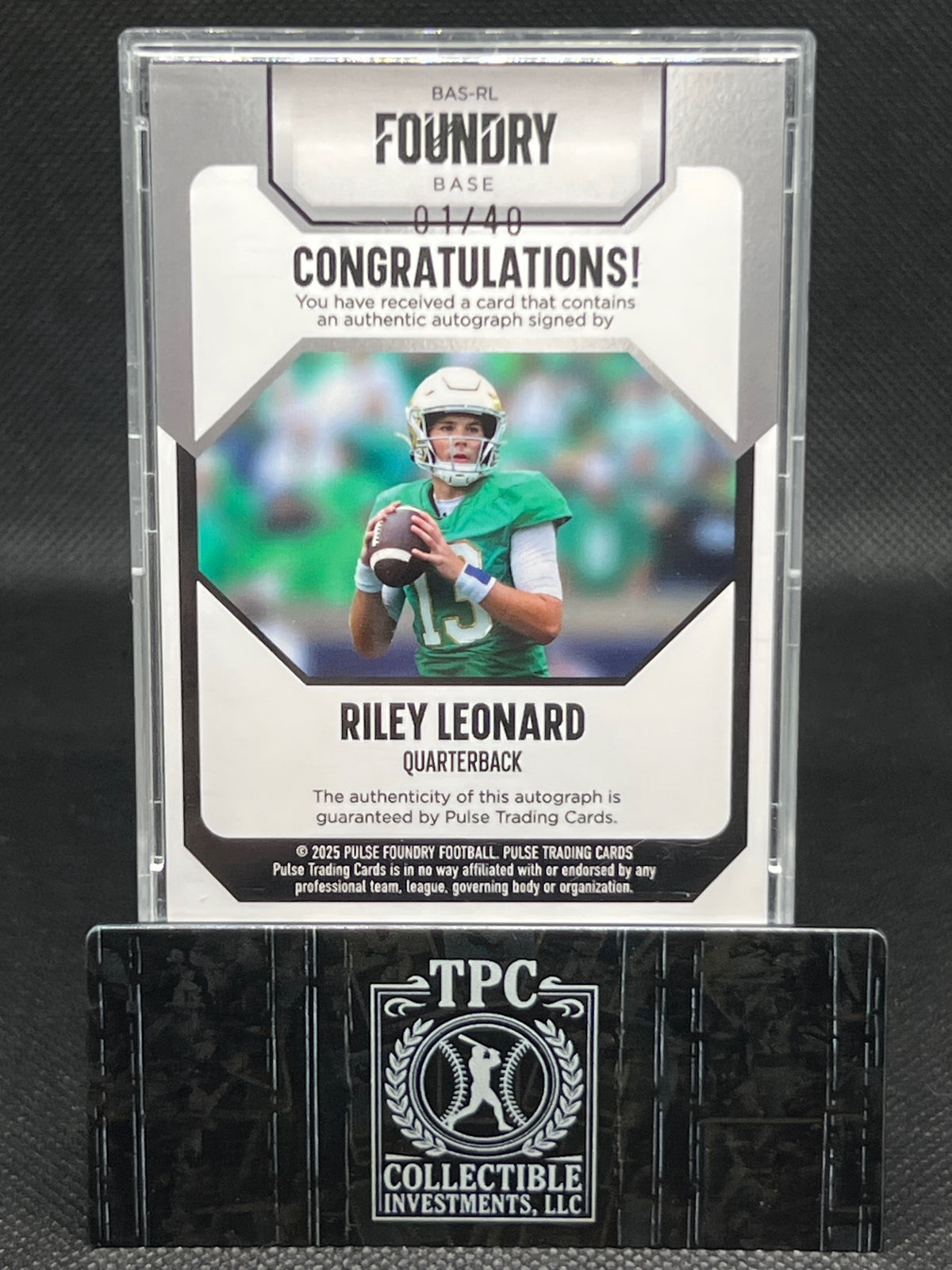 2025 Score #BAS-RL Riley Leonard 2025 Pulse Riley Leonard Auto /40 #/40